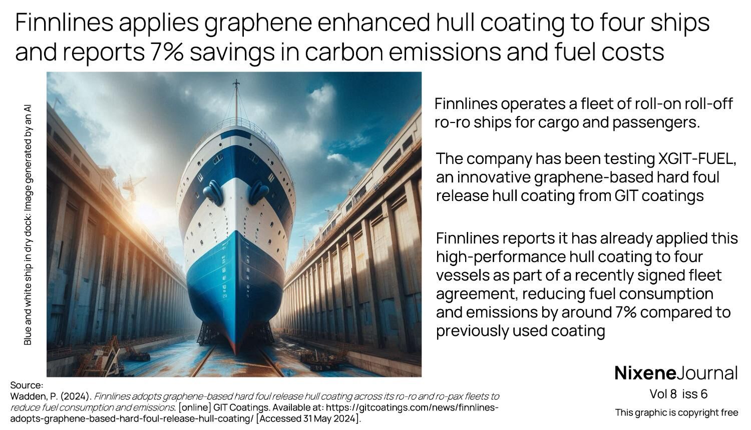 v8 i6 Finnlines applies graphene enhanced hull coating to four ships and reports 7 percent savings in carbon emissions and fuel costs