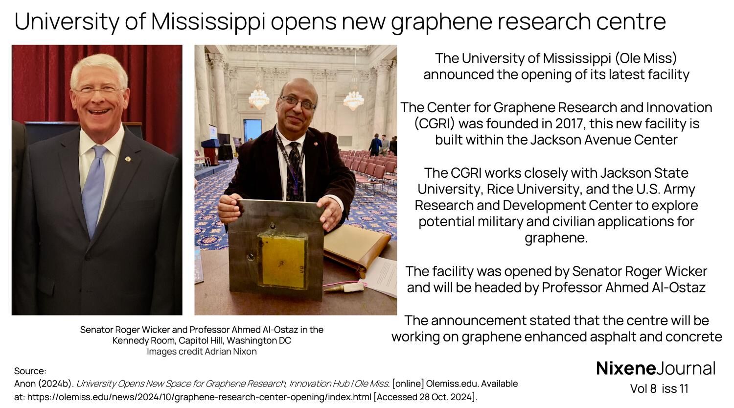 v8 i11 University of Mississippi opens new graphene research centre