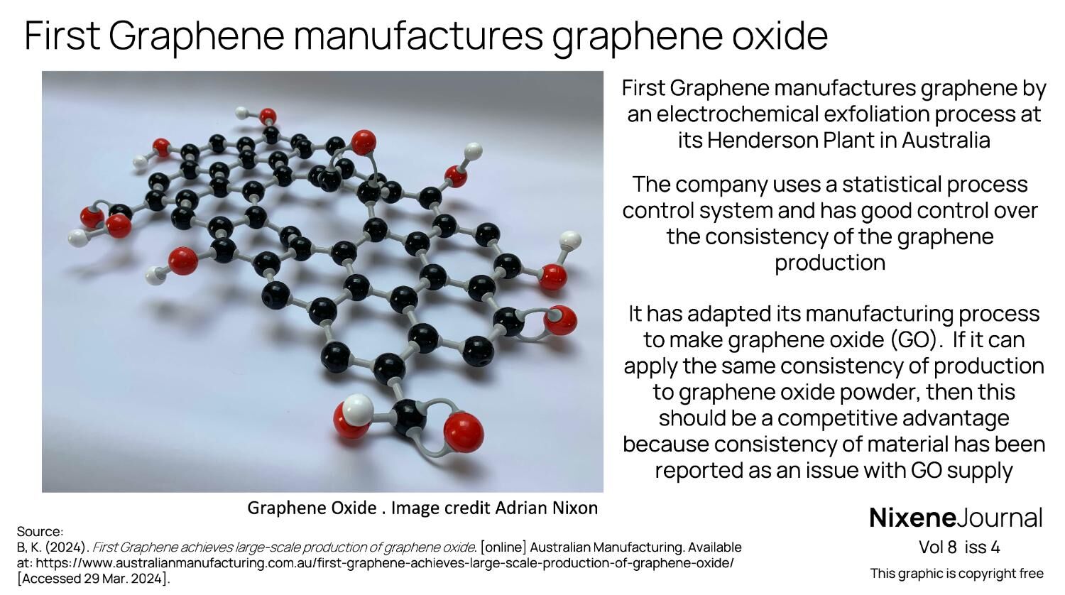 v8 i4 First Graphene manufactures graphene oxide